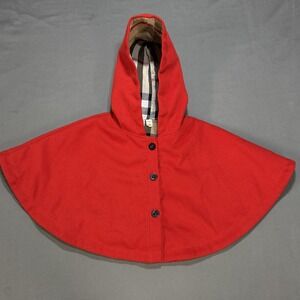 Untagged Hooded Cape Baby Girls 12 to 2yr thick Red Fleece Check Lined Plaid
